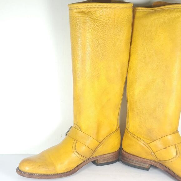 Frye Women's VTG Veronica Slouch US 8M Banana Yellow Leather Riding Boot Spain - Picture 6 of 16